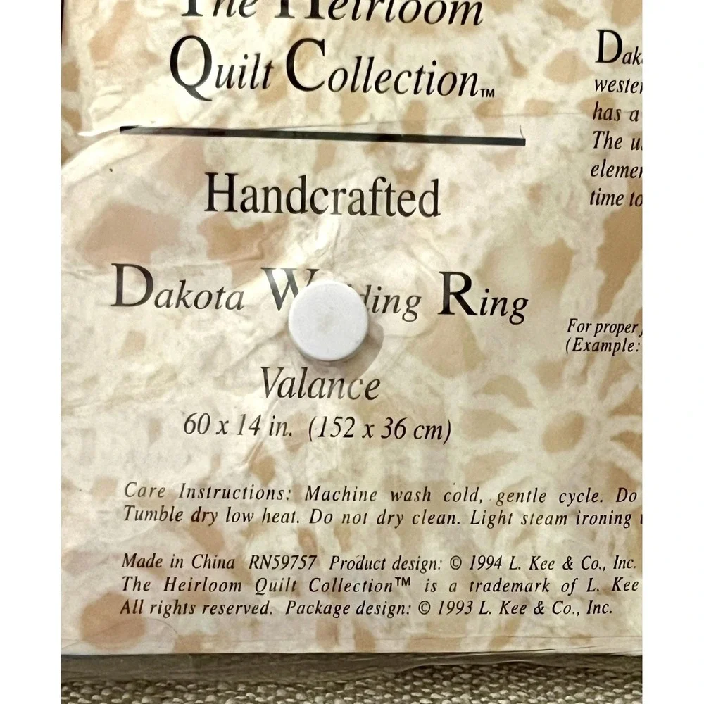 The Heirloom Quilt Collection Handcrafted Dakota Wedding Ring Valance 60